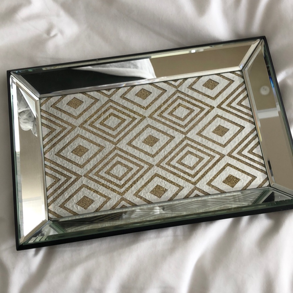 Beautiful Mirror and Gold Tray